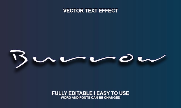burrow editable font vector text effect