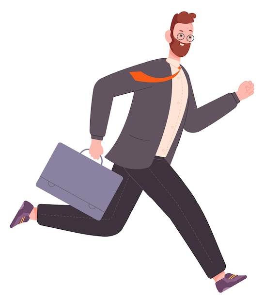busienssman rushing for work meeting career race