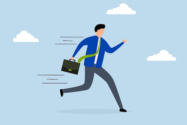 business agility businessman holding portfolio works hard to outperform the competition