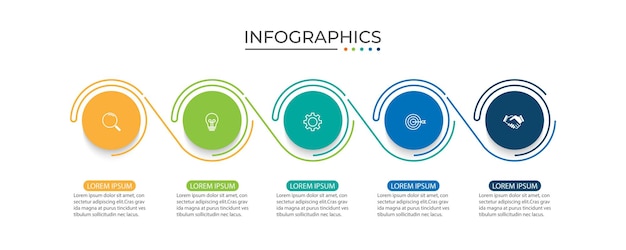 Business circle infographic template timeline infographic icons with 5 options