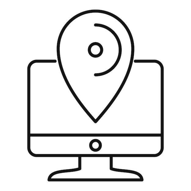 Business computer location icon Outline business computer location vector icon for web design isolated on white background
