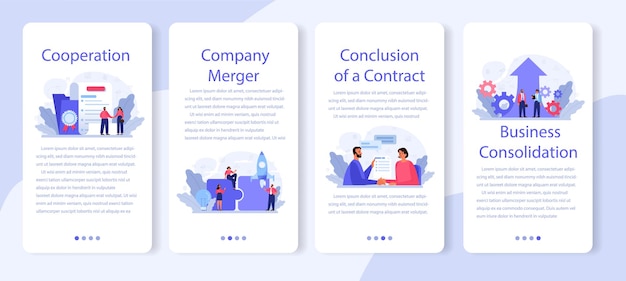 Business consolidation mobile application banner set