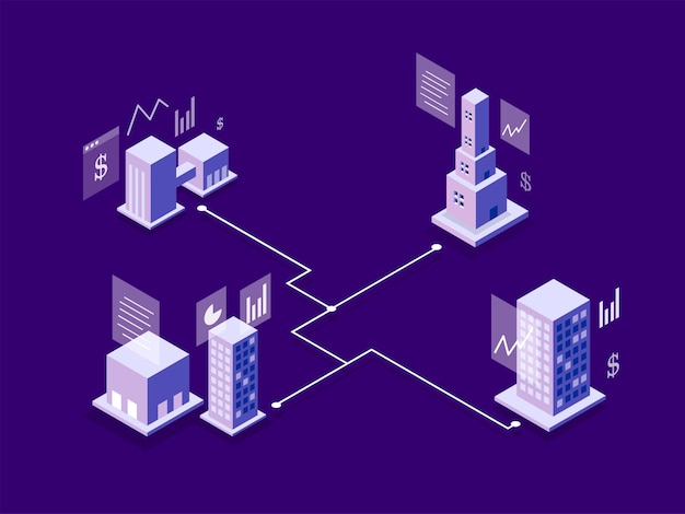 business data transfer isometric style