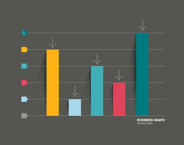 Business flat design graph on black background