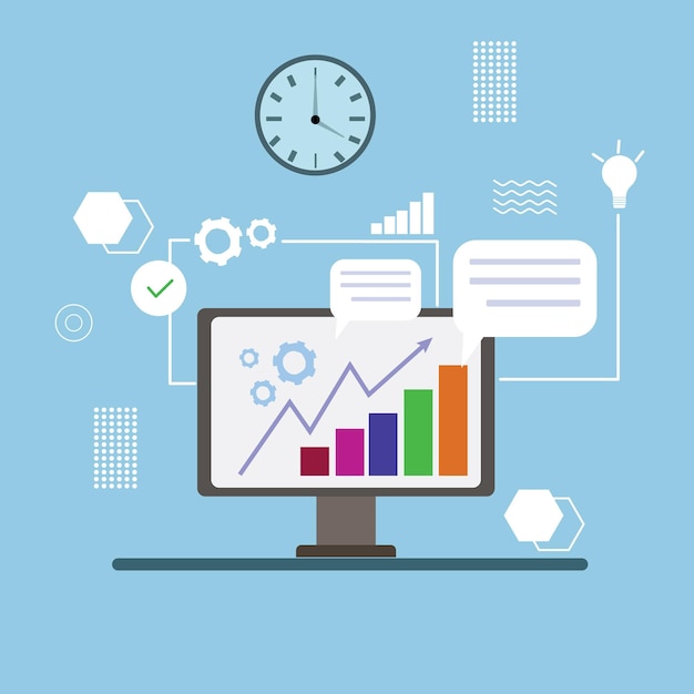 Business graph illustration concept with technology