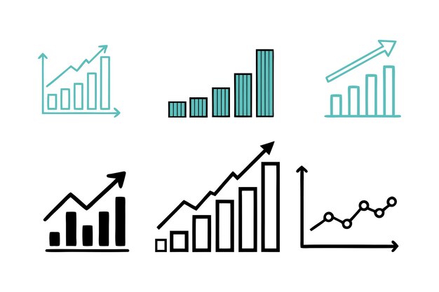 Business Growth Chart Vector Financial Profit and Investment Return Symbol Silhouette Illustration