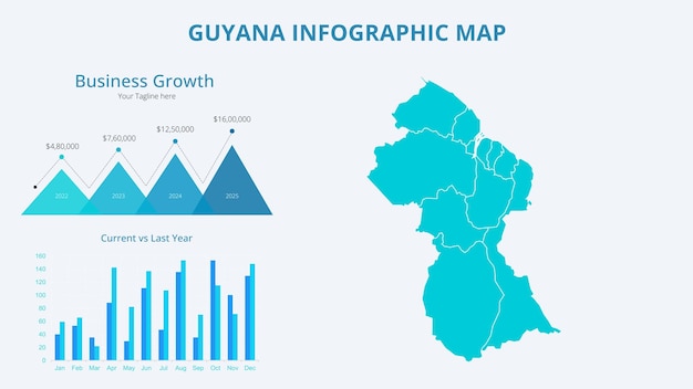 Business Growth Infographic Map of Guyana