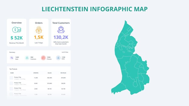 Business Growth Infographic Map of Liechtenstein