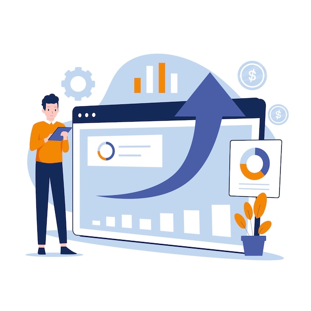 Business growth success illustration design concept Illustration for websites landing pages mobile applications posters and banners Trendy flat vector illustration