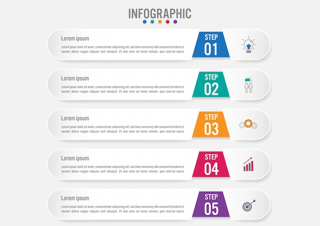 Business infographic banners template with 5 options