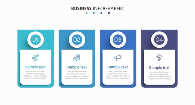 business infographic design template with 4 options steps or processes