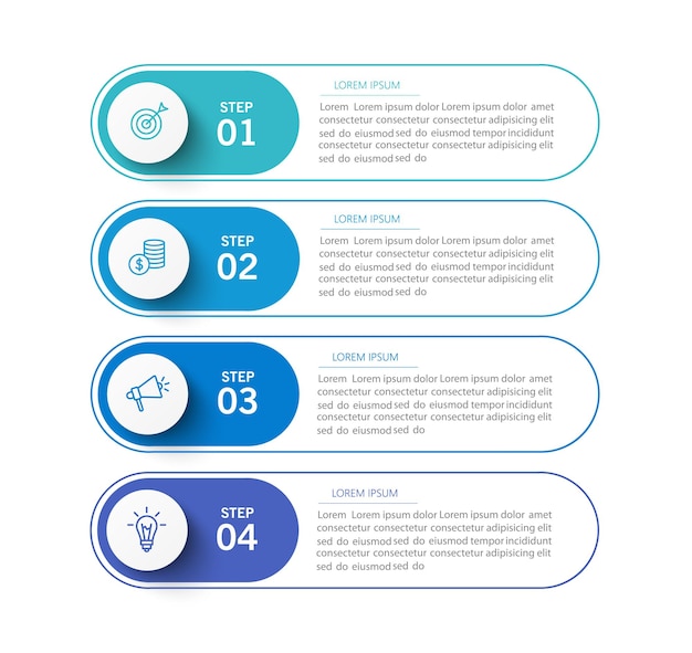 business infographic design template with 4 options steps or processes