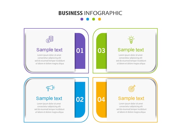 business infographic design template with 4 options steps or processes