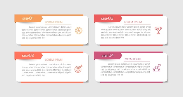 Business infographic design template with 4 options steps or processes