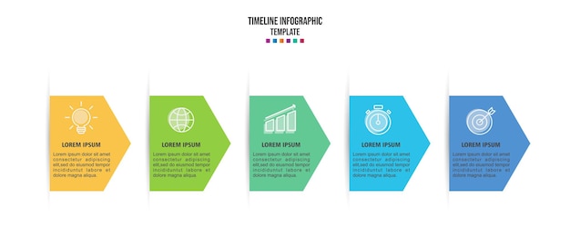 Business Infographic template Timeline with 5 options steps or processes
