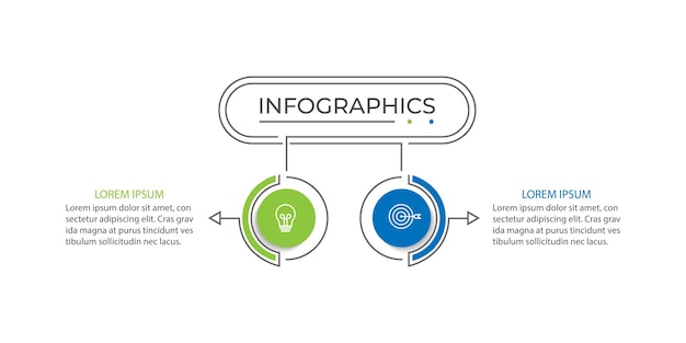 Business infographic template with 2 options or steps