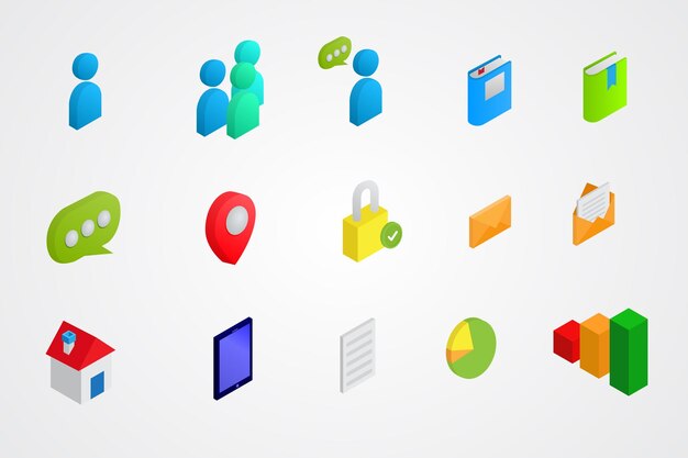 Business isomatric symbol collection set illustration design