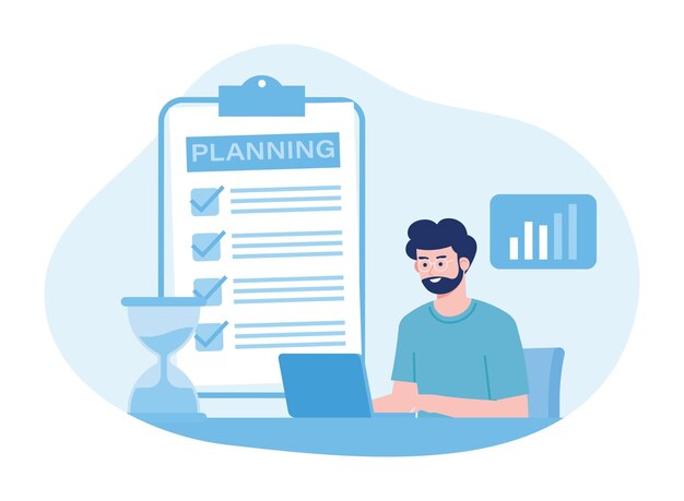 business man at work concept flat illustration