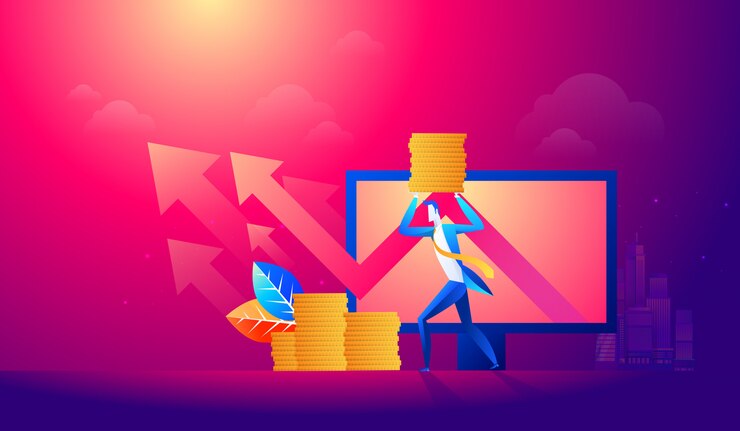 Vector business man hold money 
