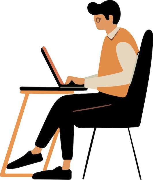 Business man working in the office simple illustration