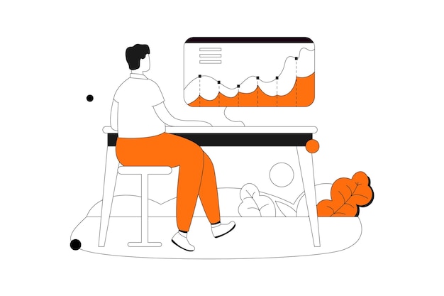 business management character art vector flat line illustration