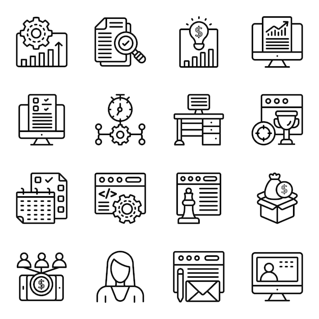 Business Management line Icons Pack