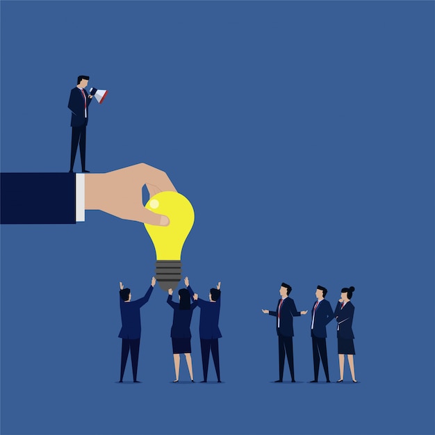 Business manager have idea and speak to employee