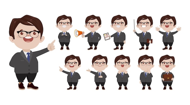 Business people set different gestures
