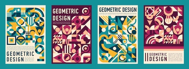 Business posters with modern geometric pattern
