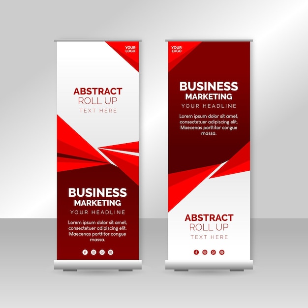 Business roll up banner with red geometric