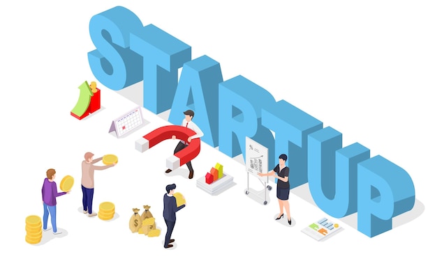 Business startup investment and funding isometric vector illustration