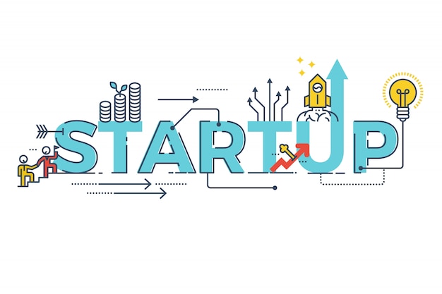 Business Startup word lettering typography design illustration