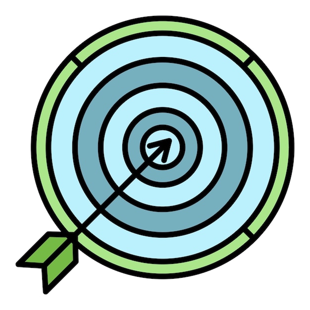 Business target icon Outline business target vector icon color flat isolated