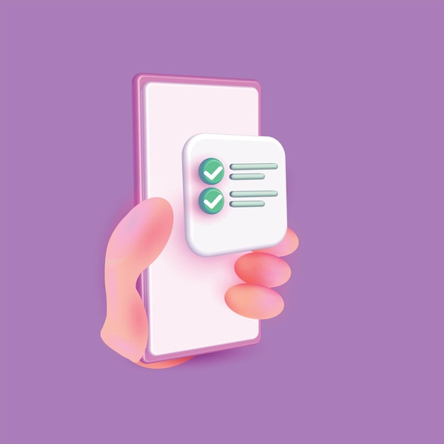 business target planning. 3D render pencil minimal cartoon checklist icon on clipboard paper