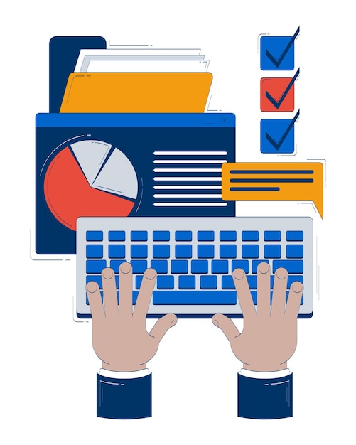 Business task management doodle illustration concept
