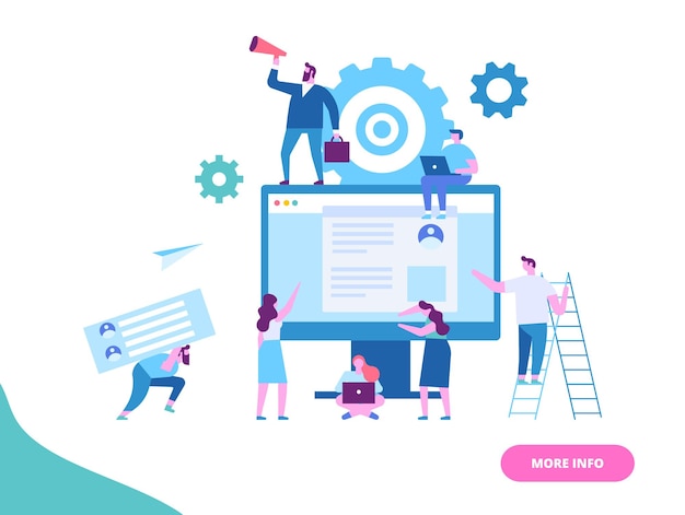 Business team planning working process flat vector illustration People talking sharing thoughts