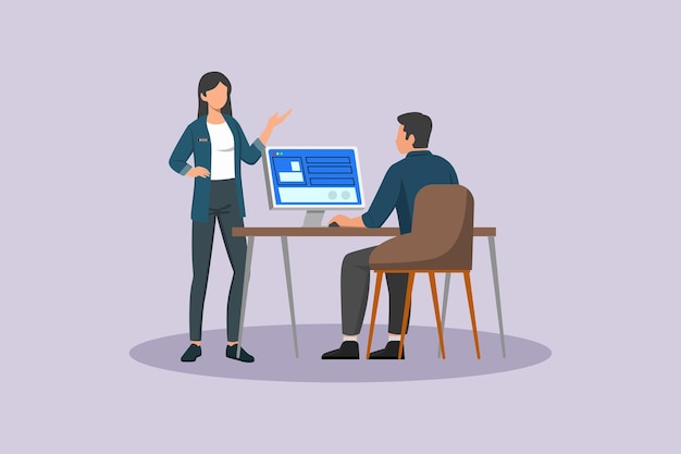 Business Woman concept Colored flat vector illustration isolated