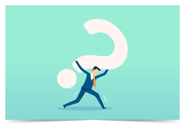 businessman carrying a question mark vector illustration design