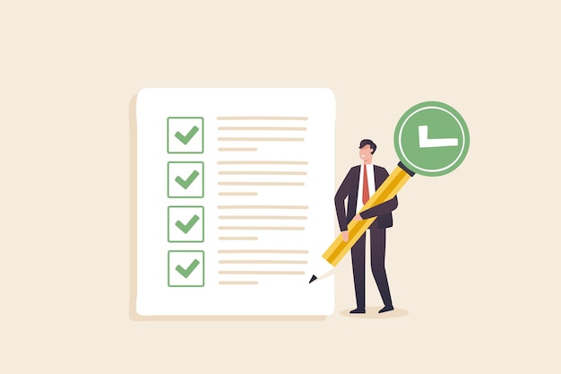 Businessman checking documents Project tracking or goal tracker Successfully completed