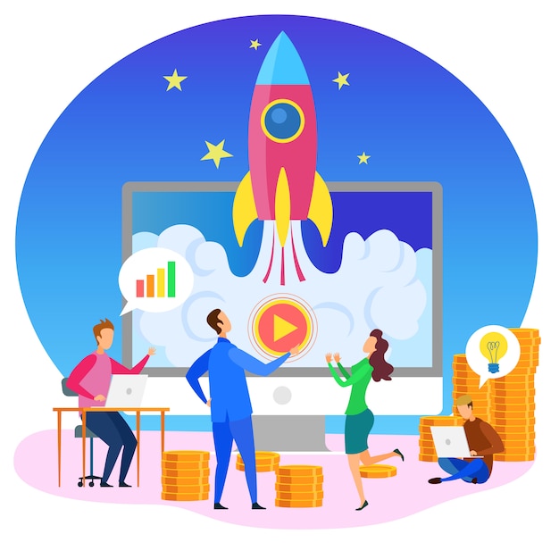 Businessman Presentation Startup Launching Symbol