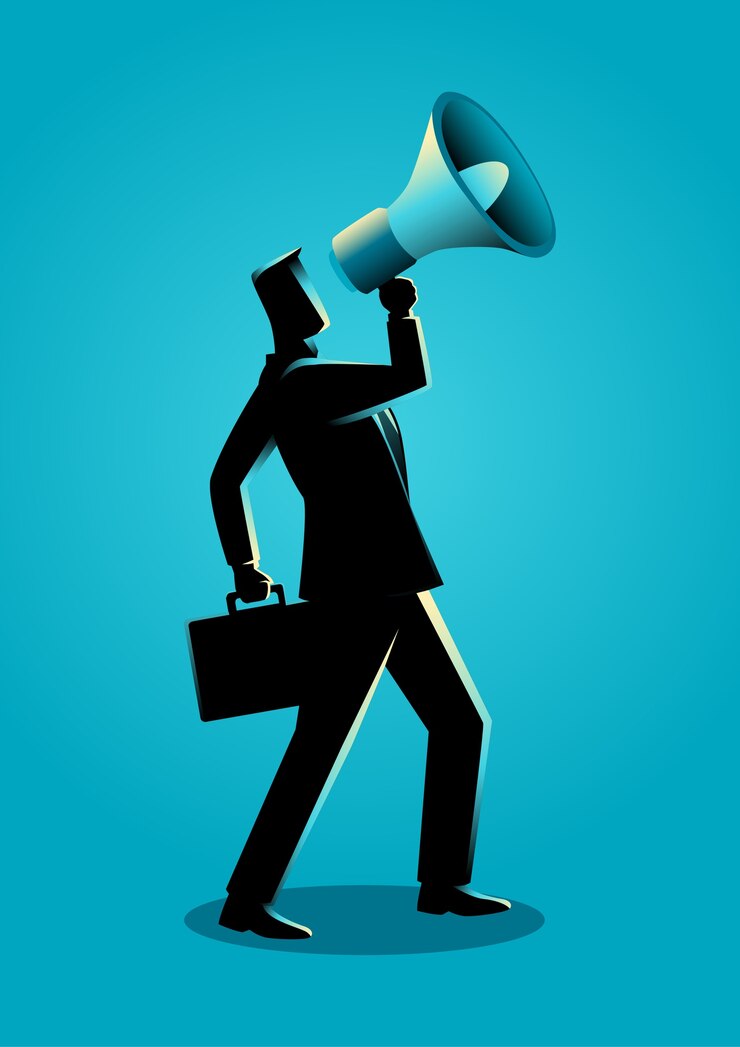 Vector businessman using a megaphone