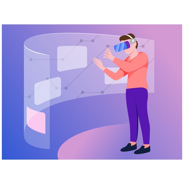 Businessman working using VR Tech