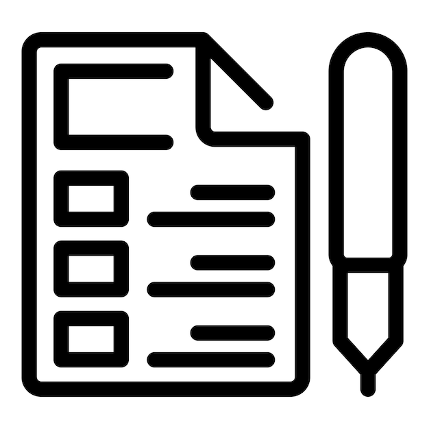 Businessman writing notes on paper with pen icon