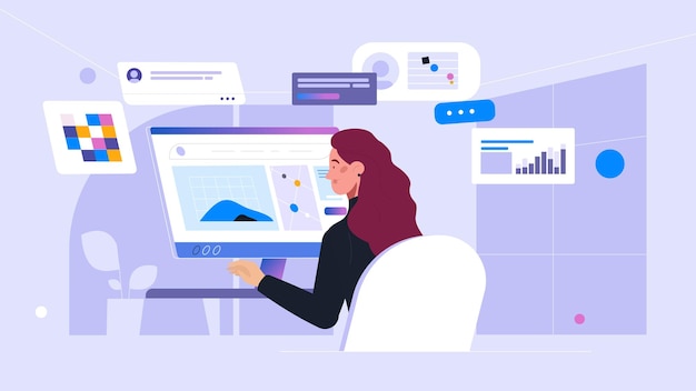 Businesswoman using desktop