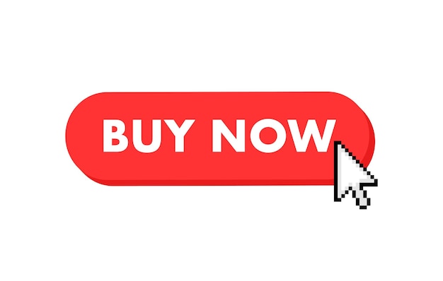 Buy now button with cursor Pointer click Vector web button