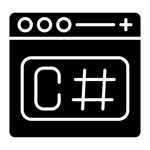 C Sharp Glyph Solid Black Illustration