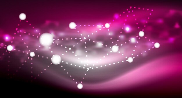 Các chấm sáng kết nối kỹ thuật số phát sáng neon hình ngôi sao trên nền trừu tượng công nghệ vector
