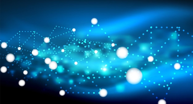 Các chấm sáng kết nối kỹ thuật số phát sáng neon hình ngôi sao trên nền trừu tượng công nghệ vector