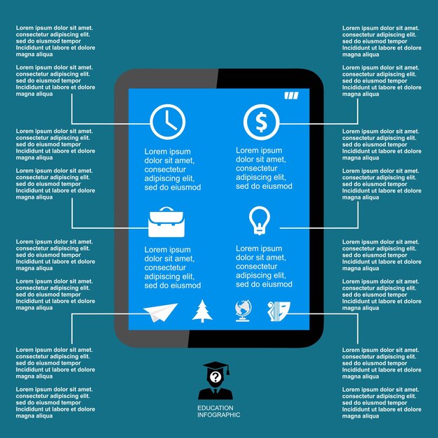 Các yếu tố thiết kế phẳng vector Giáo dục Infographic