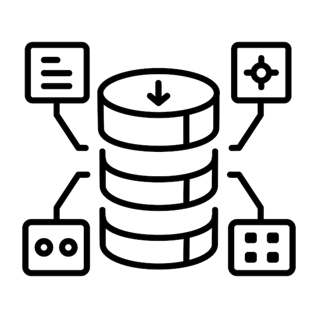 Cache database icon in line style